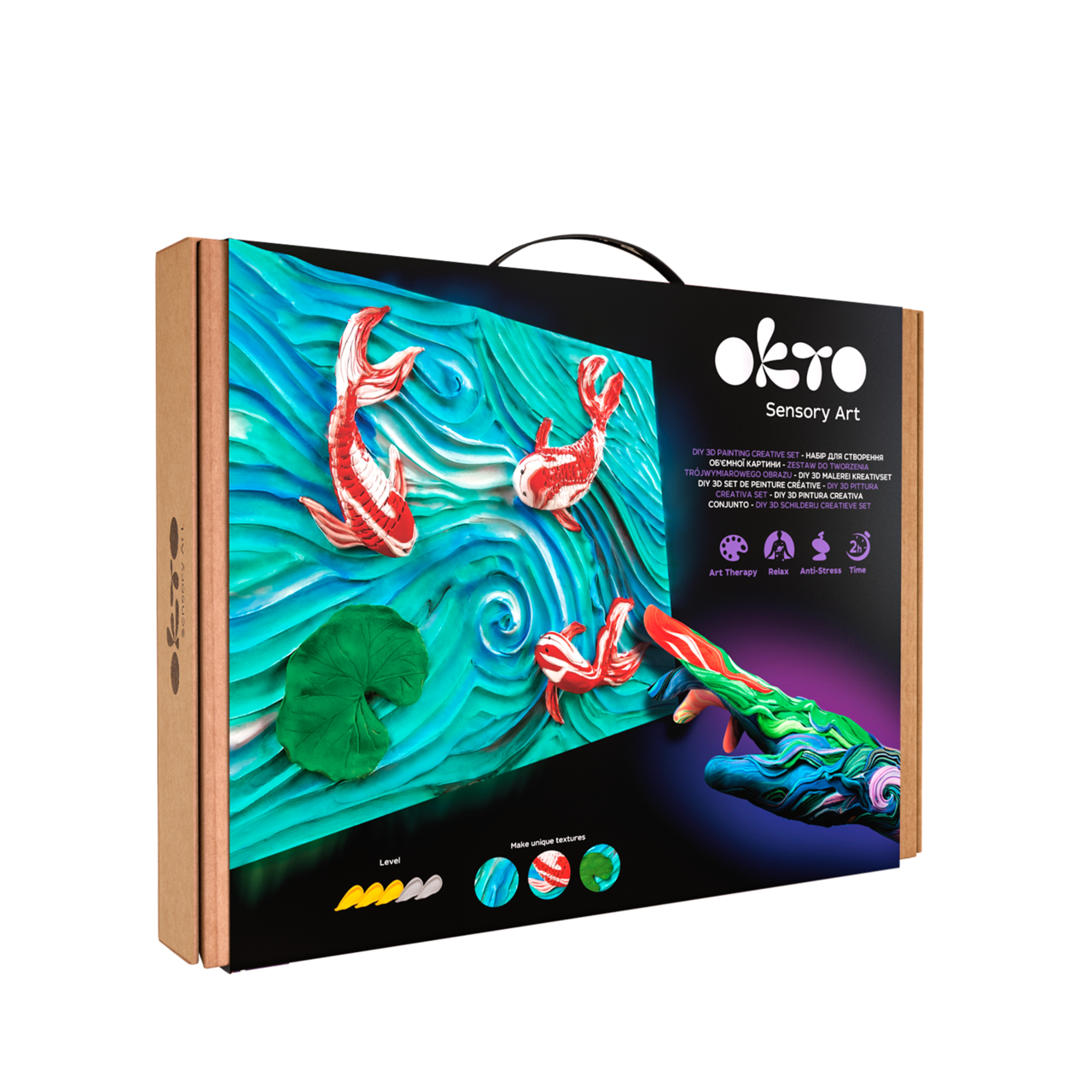 OKTO Sensory Art 3D Painting “Koi Carps” – 11.8” x 15.7” Canvas Kit